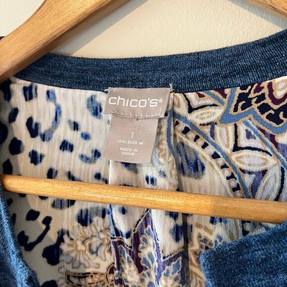 Chico’s Cardigan Leopard print paisley Size 1 women’s medium sweater winter swe - Picture 7 of 7